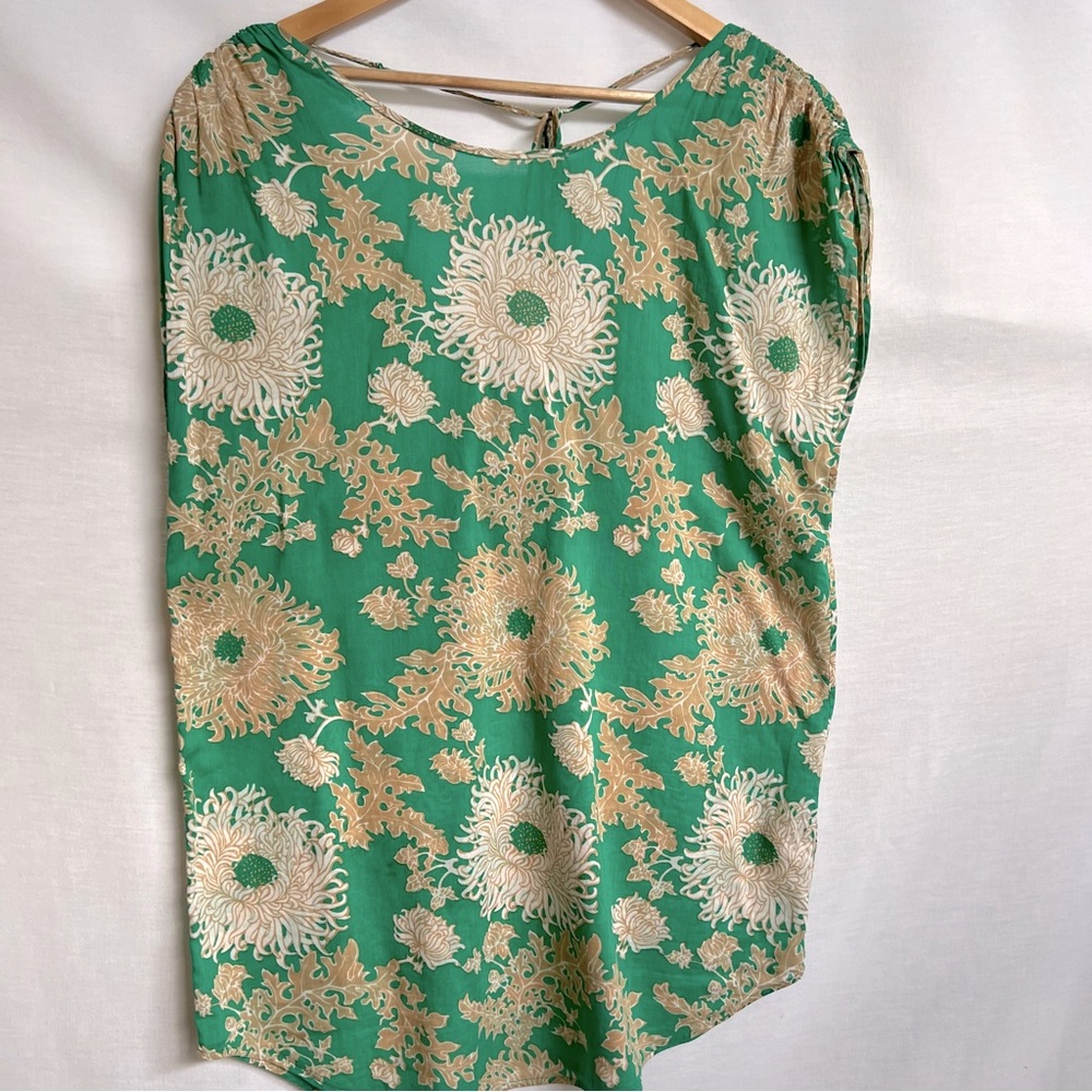 Tibi New York 100% Cotton Green Leaves Print Coverup.  Size M